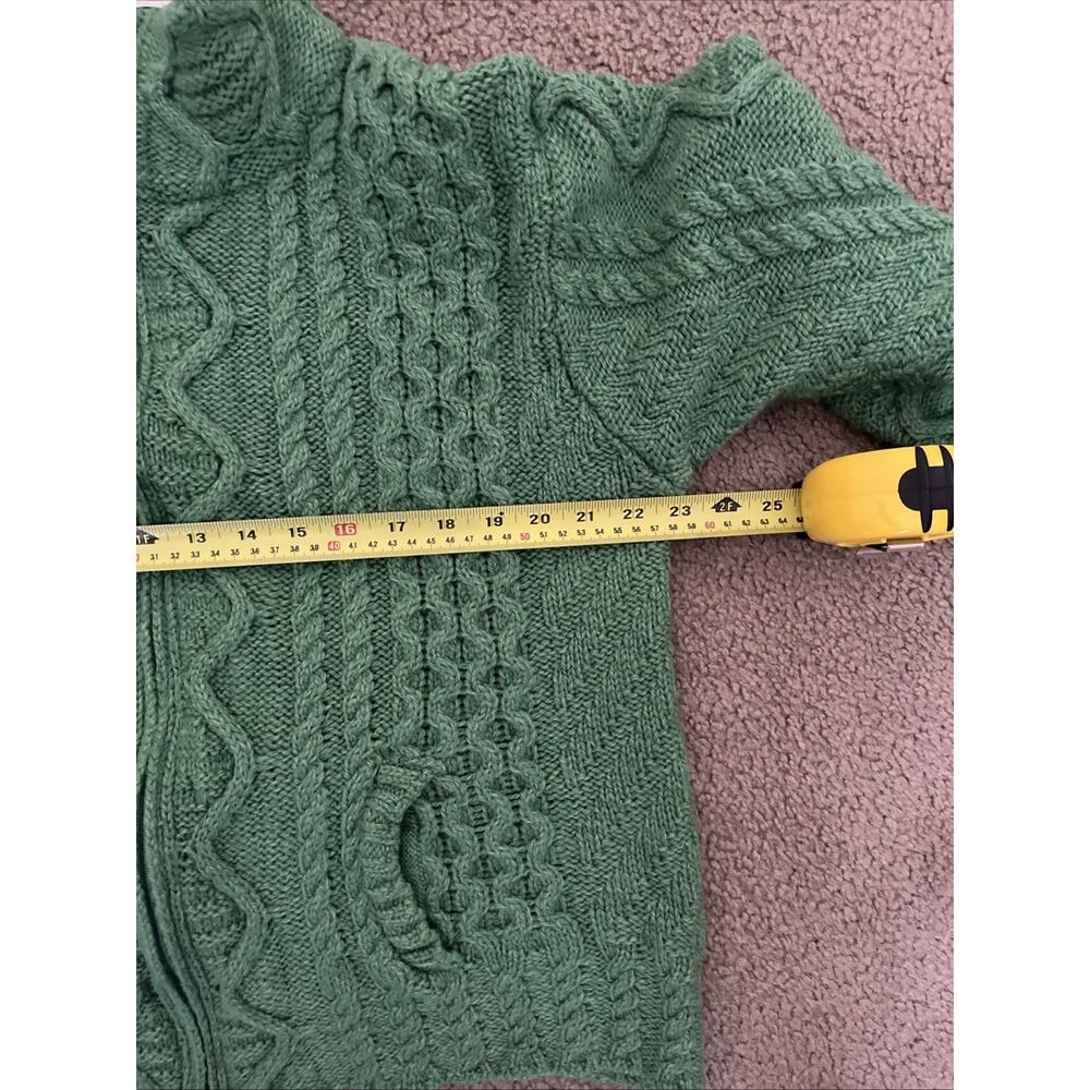THE IRISH STORE Sweater Knit Full Zip Womans Large 100% Merino Wool Green - Picture 7 of 9